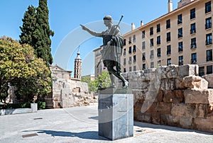 Bronze statue of Julius Caesar Augustus in Spanish Zaragoza photo