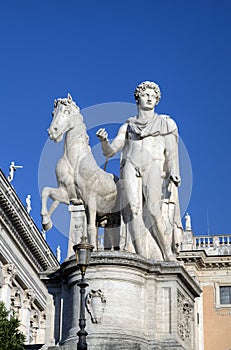 Statue near Palazzo Senatorio at Capitoline Hill.