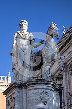 Statue near Palazzo Senatorio at Capitoline Hill.