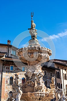 Statue of Neptune the Roman God - Fountain in Trento Italy