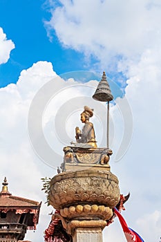 Statue of the Newari King Bhupatindra Malla in Bhaktapur, Nepal photo