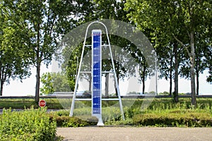 Statue in Nieuwerkerk aan den IJssel for lowest point of the Netherlands 6,74 m (21ft) below sealevel