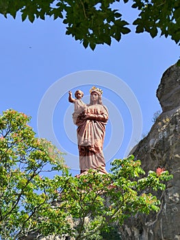 The statue of Notre-Dame-de-France dominating the city of Le Puy-en-Velay