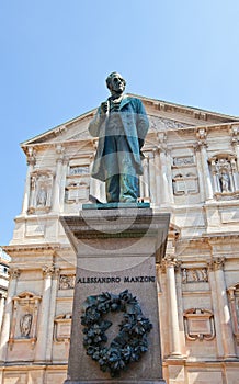 Statue of novelist Alessandro Manzoni (1883). Milan, Italy