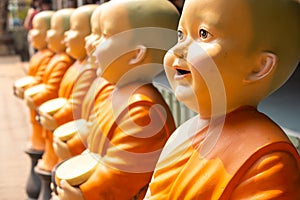 Statue of novices in Wat Lokmolee Lokmolee Temple Chiang Mai Thailand