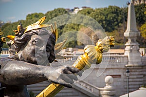 Statue Nymphs of the Neva Nymphes de la Neva on the Bridge Alexander III Pont Alexandre III Paris France