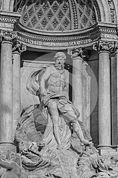 Statue of Oceanus part of the Trevi fountain in Rome, Italy