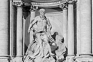 Statue of Oceanus part of the Trevi fountain in Rome, Italy