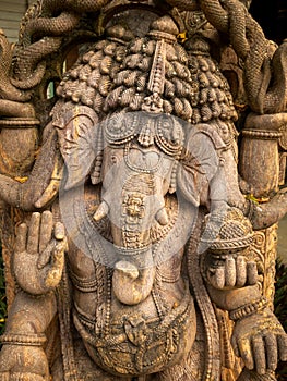 The Statue of Old Ganesha Carving in The Museum