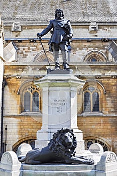 Statue of Oliver Cromwell outside the House of Commons of the UK in Westminster, London