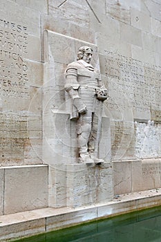 Statue of Oliver Cromwell in `Reformation Wall`