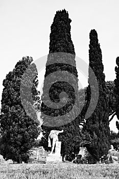 Statue in Ostia among ruins