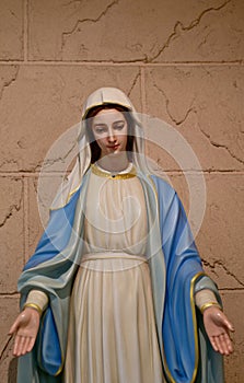 Statue of Our lady of grace virgin Mary located in the church, Thailand.