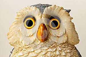 Statue of an Owl isolated on bright background. Close up