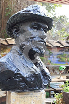 The statue of painter claude monet photo