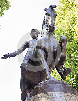 Statue of Paul Revere on Boston's Freedom Trail historic tourist walk