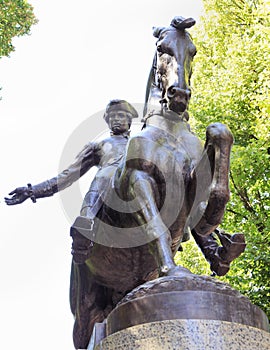 Statue of Paul Revere on Boston's Freedom Trail historic tourist walk photo