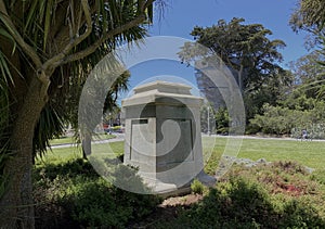 Statue pedestal after Junipero Serro statue toppled,2.