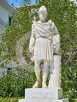 Statue of Pericles at the Athinas street of Athens. Attica, Greece.