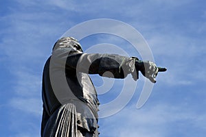 Statue of Peter the Great, Emperor with a domineering pointing hand photo