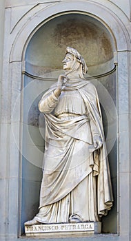 Statue of Petrarch or Petrarca in Uffizi Colonnade, Florence photo