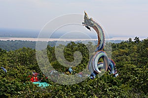 Statue of Phaya Naga Symbol, Phu Manorom Temple, Mukdahan Province, Thailand