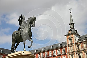 Statue of Philip III on the Plaza Mayor of Madrid photo