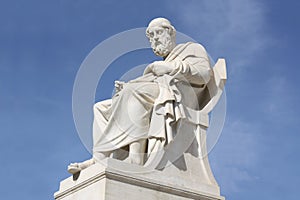 Statue of philosopher Plato in Athens, Greece photo