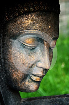 A statue of the pious face of Lord Buddha.