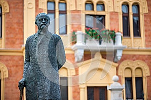 Statue of poet Jovan Jovanovic zmaj in old town Novi Sad