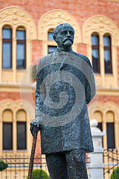 Statue of poet Jovan Jovanovic zmaj in old town Novi Sad