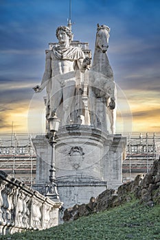 The statue of Pollux in Campidoglio square Rome