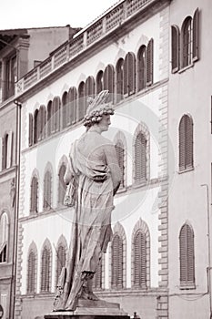 Statue on Ponte Santa Trinita Bridge in Florence