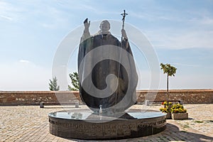 Statue of Pope John Paul II in Nitra, Slovak republic, central E