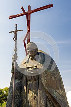 Statue of Pope John Paul II to Fatima - a city in Portugal. One