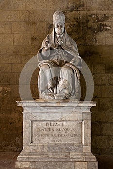Statue Pope Julius III, Chigi Saracini Palace, Siena, Tuscany, Toscana, Italy, Italia. photo