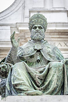 Statue of Pope Sixtus V in front of the Basilica della Santa Casa