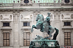 Statue of Prince Eugen in front of Hofburg Palace Heldenplatz