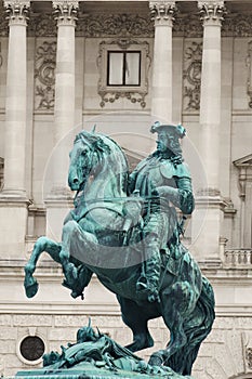 Statue of Prince Eugene unveiled in 1865 in front of Hofburg palace on Heldenplatz square photo