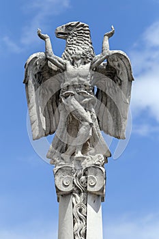 Statue of Prometheus at the community center in Sarospatak, Hungary