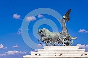 Statue Quadriga dell `Unita on Vittoriano in Rome, Italy