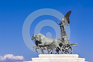 Statue Quadriga dell `Unita on Vittoriano in Rome, Italy