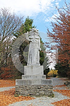 Statue of Radegast in autumn