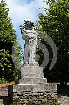 Statue of & x22;Radegast& x22; & x28;god of Slavic mythology& x29; on a Moravian mountain RadhoÅ¡Å¥