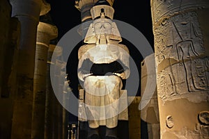 Statue of Ramses II at Luxor Temple at night, Egypt