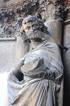 Statue at Rheims Cathedral, UNESCO World Heritage Site since 1991 photo