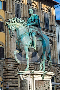 statue of the rider cosimo i de medici of gianbologna in florence photo