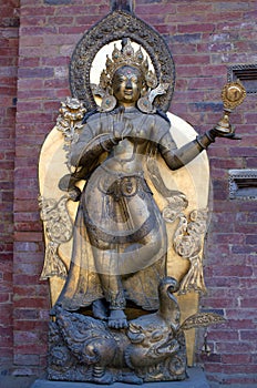 Statue of the river goddess Ganga in Royal Palace in Patan, Kathmandu Valley, Nepal