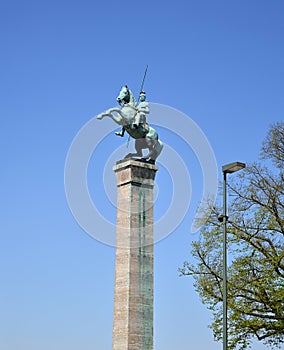 Statue at River Rhine, Duesseldorf, North Rhine - Westphalia