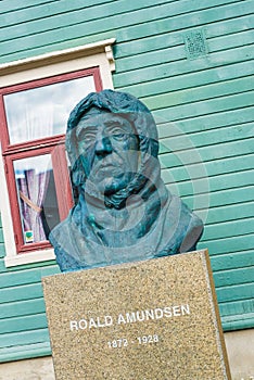 Statue of Roalf Amundsen in Tromso, Norway.